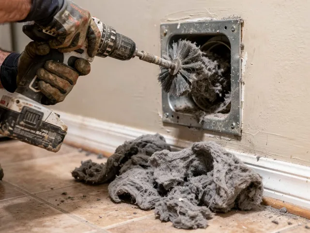 Certified Davie Dryer Vent Cleaning technician performing dryer vent cleaning in Davie